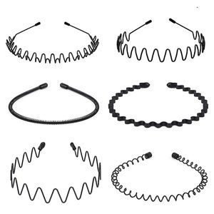 6PC Metal Hair Bands Unisex Black Headband